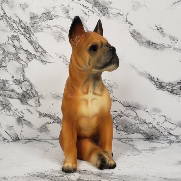 Boxer Dog Porcelain Hand Painted Figurine Mid Century - Picture 9 of 9